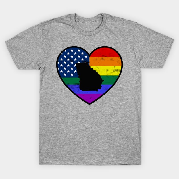 Georgia United States Gay Pride Flag Heart T-Shirt by TextTees